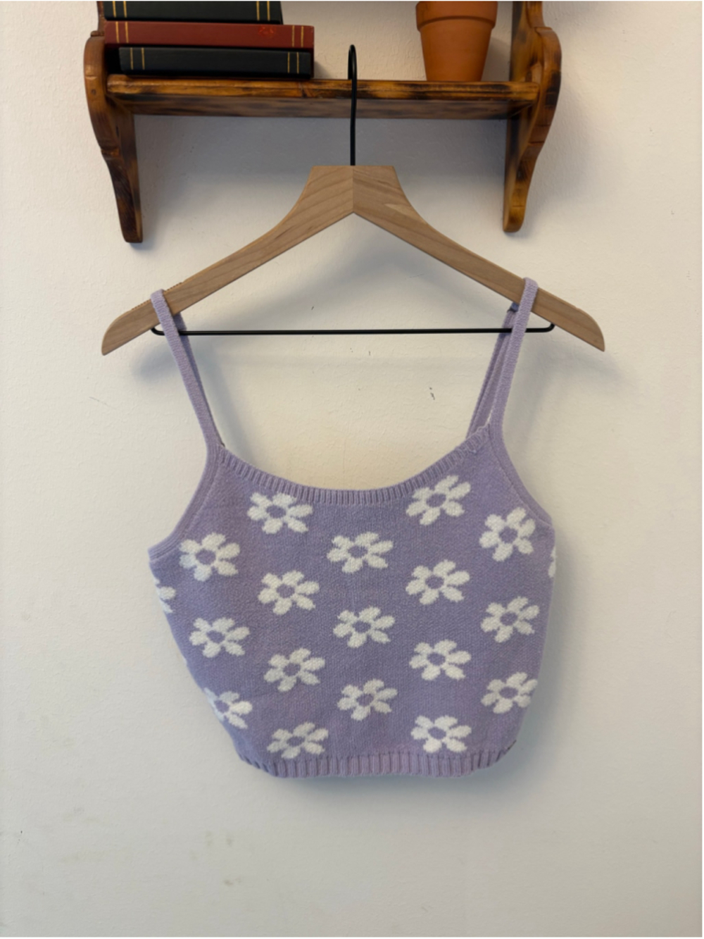 Hollister Lavender Daisy Knit Cami Tank Top Y2K Fairycore Size L